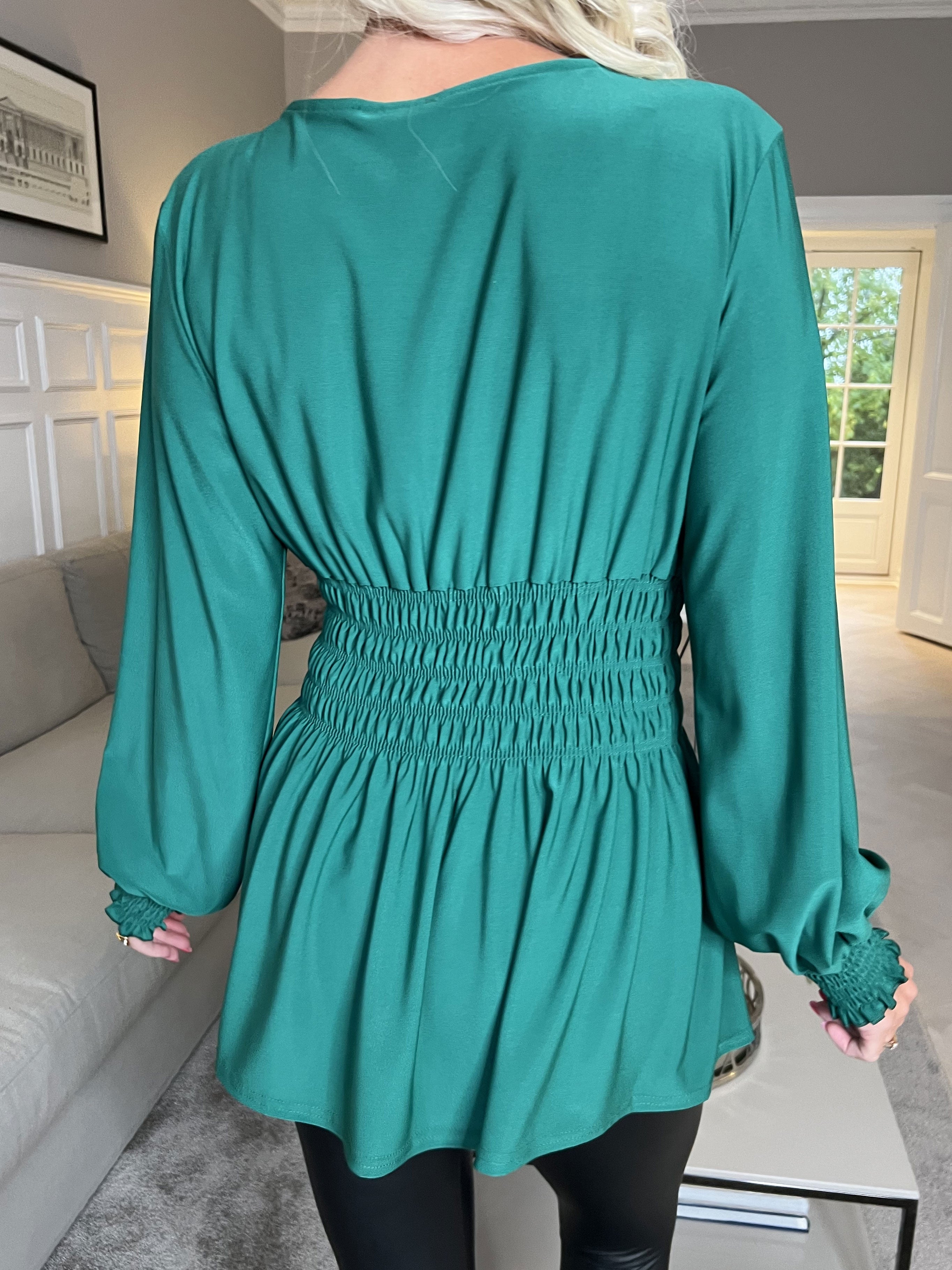 Pams Plain Shirt L/S - Bluse i elastisk stof med lange ærmer